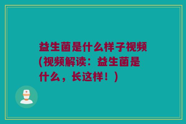 益生菌是什么样子视频(视频解读：益生菌是什么，长这样！)