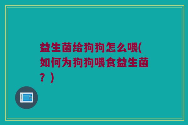 益生菌给狗狗怎么喂(如何为狗狗喂食益生菌？)