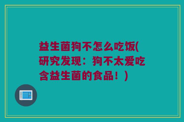 益生菌狗不怎么吃饭(研究发现：狗不太爱吃含益生菌的食品！)