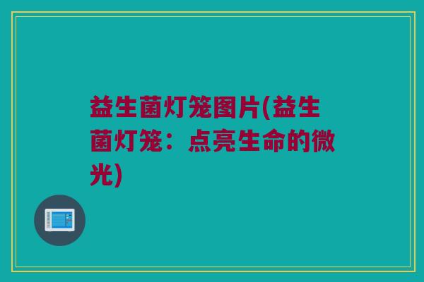 益生菌灯笼图片(益生菌灯笼：点亮生命的微光)