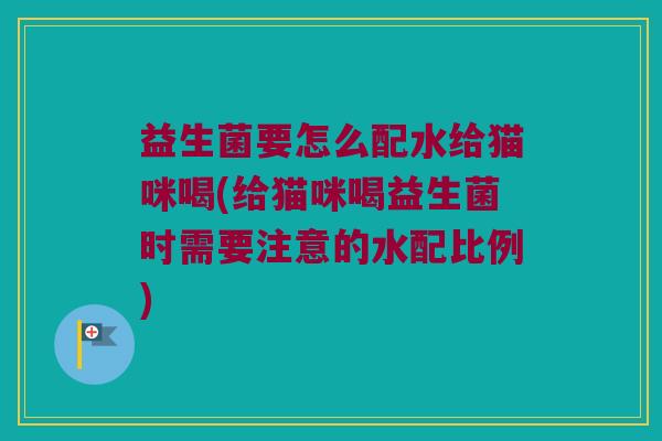 益生菌要怎么配水给猫咪喝(给猫咪喝益生菌时需要注意的水配比例)