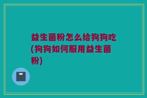 益生菌粉怎么给狗狗吃(狗狗如何服用益生菌粉)