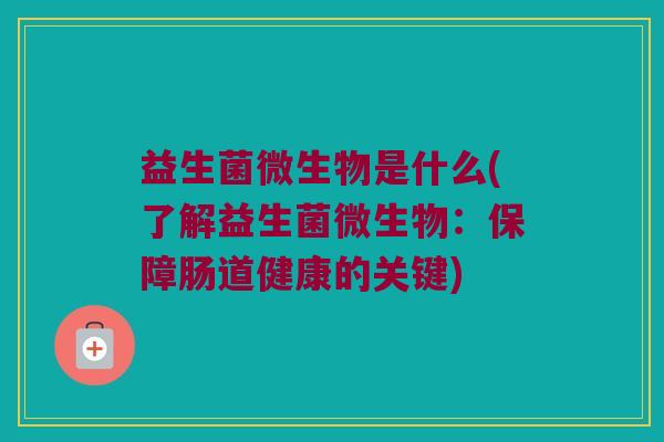 益生菌微生物是什么(了解益生菌微生物：保障肠道健康的关键)