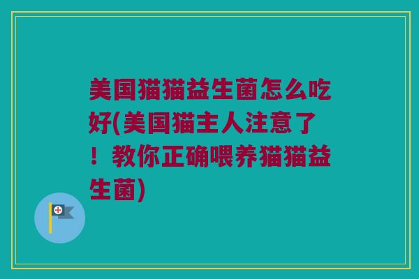 美国猫猫益生菌怎么吃好(美国猫主人注意了！教你正确喂养猫猫益生菌)