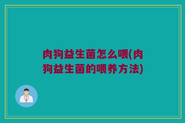 肉狗益生菌怎么喂(肉狗益生菌的喂养方法)