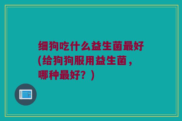 细狗吃什么益生菌最好(给狗狗服用益生菌，哪种最好？)