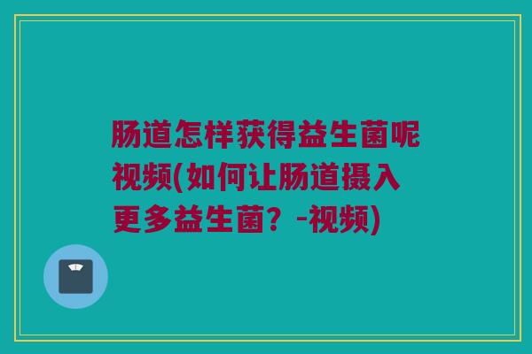 肠道怎样获得益生菌呢视频(如何让肠道摄入更多益生菌？-视频)