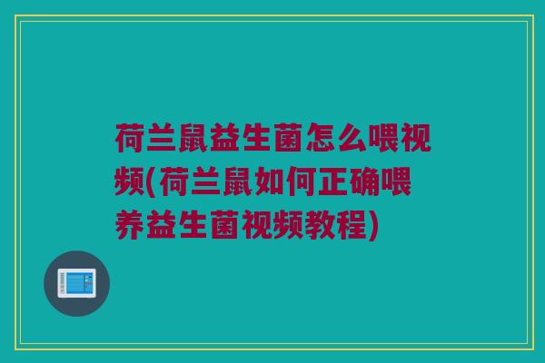荷兰鼠益生菌怎么喂视频(荷兰鼠如何正确喂养益生菌视频教程)
