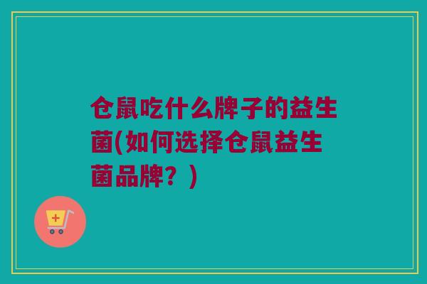 仓鼠吃什么牌子的益生菌(如何选择仓鼠益生菌品牌？)
