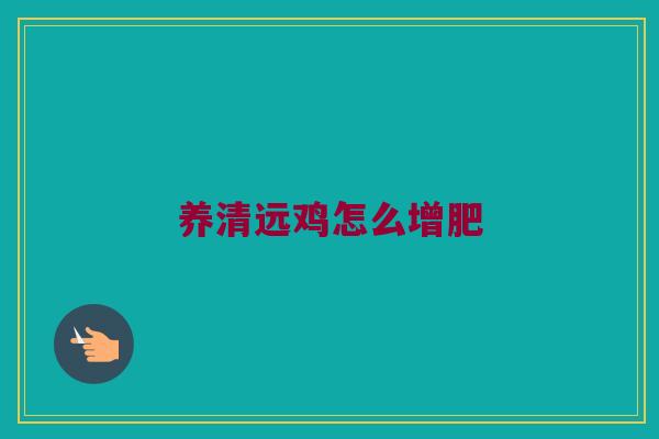 养清远鸡怎么增肥