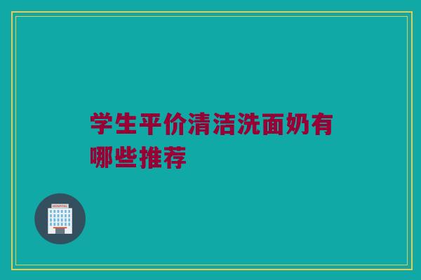 学生平价清洁洗面奶有哪些推荐