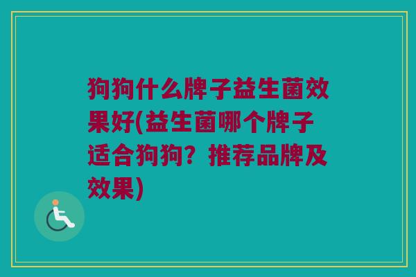 狗狗什么牌子益生菌效果好(益生菌哪个牌子适合狗狗？推荐品牌及效果)