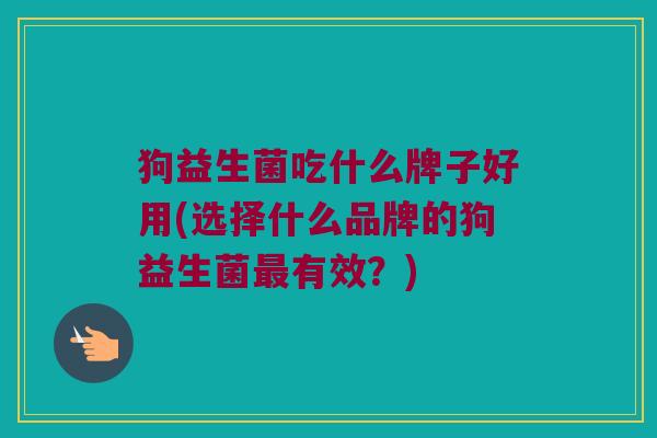 狗益生菌吃什么牌子好用(选择什么品牌的狗益生菌最有效？)