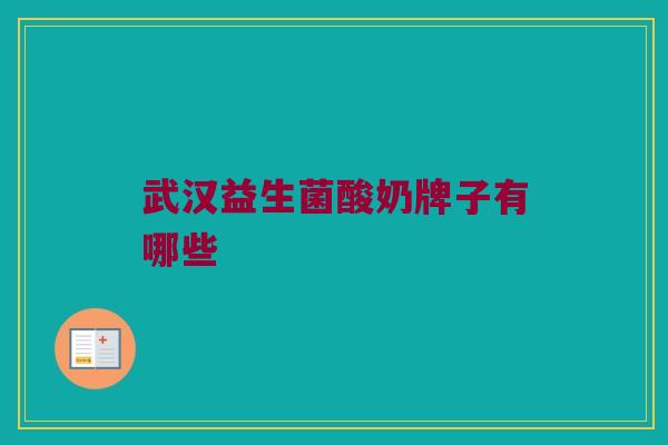 武汉益生菌酸奶牌子有哪些