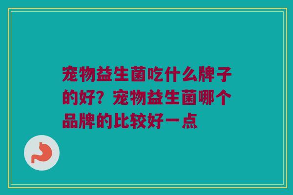 宠物益生菌吃什么牌子的好？宠物益生菌哪个品牌的比较好一点