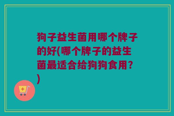 狗子益生菌用哪个牌子的好(哪个牌子的益生菌最适合给狗狗食用？)