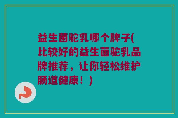 益生菌驼乳哪个牌子(比较好的益生菌驼乳品牌推荐，让你轻松维护肠道健康！)