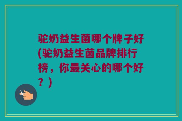 驼奶益生菌哪个牌子好(驼奶益生菌品牌排行榜，你最关心的哪个好？)