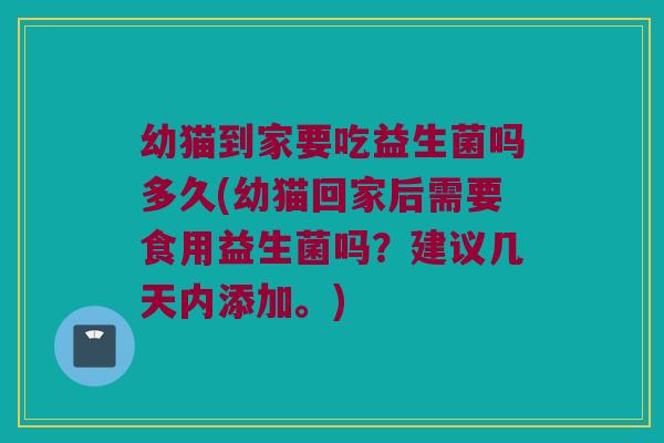 幼猫到家要吃益生菌吗多久(幼猫回家后需要食用益生菌吗？建议几天内添加。)
