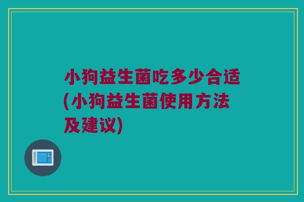 小狗益生菌吃多少合适(小狗益生菌使用方法及建议)