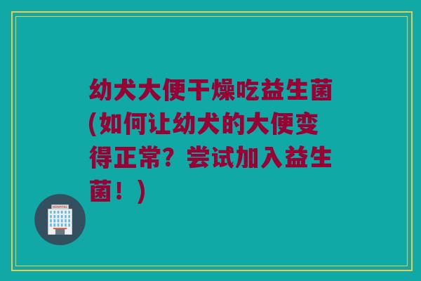 幼犬大便干燥吃益生菌(如何让幼犬的大便变得正常？尝试加入益生菌！)
