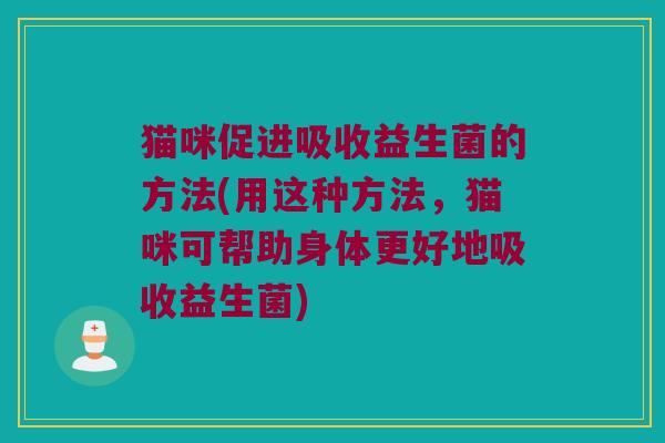 猫咪促进吸收益生菌的方法(用这种方法，猫咪可帮助身体更好地吸收益生菌)