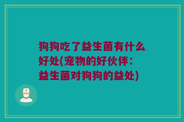 狗狗吃了益生菌有什么好处(宠物的好伙伴：益生菌对狗狗的益处)