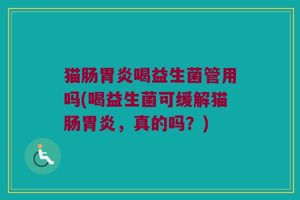 猫肠胃炎喝益生菌管用吗(喝益生菌可缓解猫肠胃炎，真的吗？)