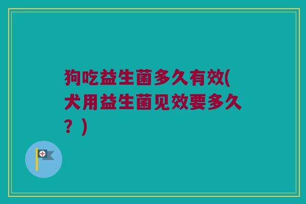 狗吃益生菌多久有效(犬用益生菌见效要多久？)