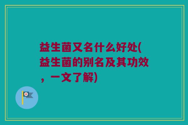 益生菌又名什么好处(益生菌的别名及其功效，一文了解)