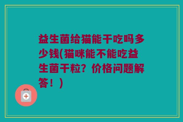 益生菌给猫能干吃吗多少钱(猫咪能不能吃益生菌干粒？价格问题解答！)