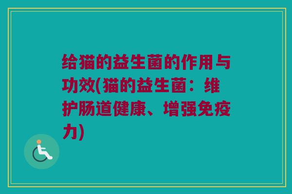 给猫的益生菌的作用与功效(猫的益生菌：维护肠道健康、增强免疫力)