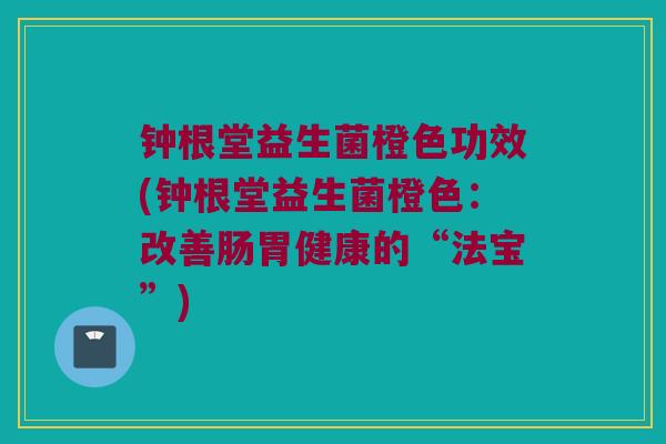 钟根堂益生菌橙色功效(钟根堂益生菌橙色：改善肠胃健康的“法宝”)