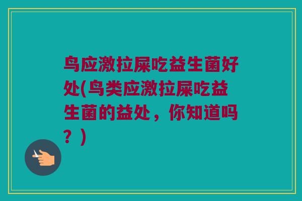 鸟应激拉屎吃益生菌好处(鸟类应激拉屎吃益生菌的益处，你知道吗？)
