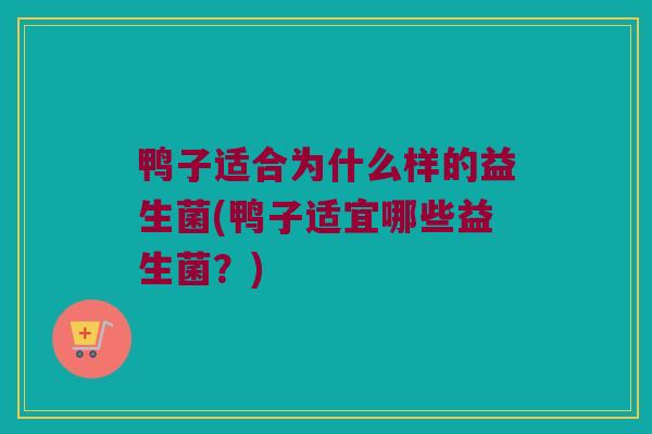 鸭子适合为什么样的益生菌(鸭子适宜哪些益生菌？)