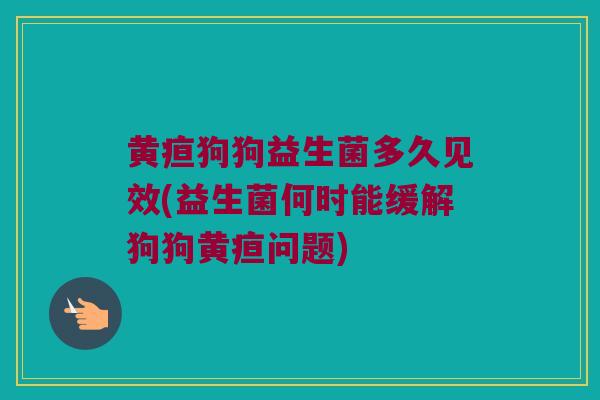 黄疸狗狗益生菌多久见效(益生菌何时能缓解狗狗黄疸问题) 黄疸狗狗益生菌多久见效(益生菌何时能缓解狗狗黄疸问题)