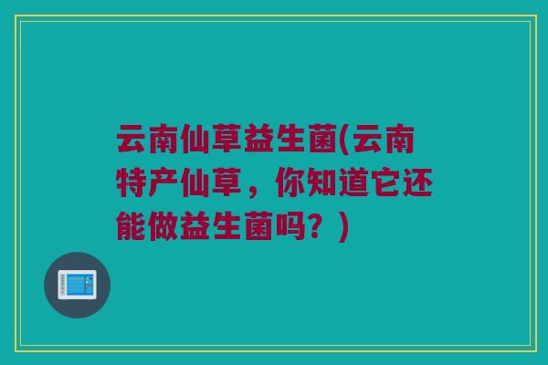 云南仙草益生菌(云南特产仙草，你知道它还能做益生菌吗？)