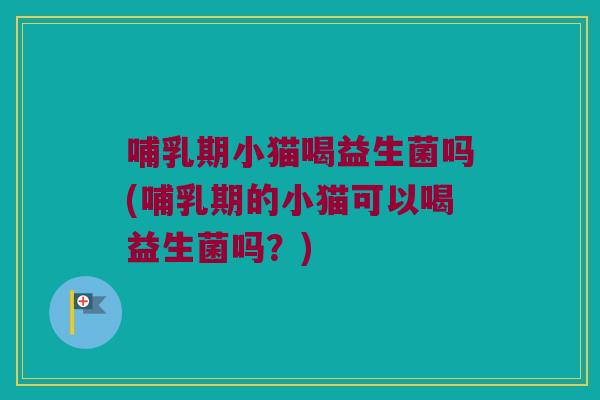 哺乳期小猫喝益生菌吗(哺乳期的小猫可以喝益生菌吗？)