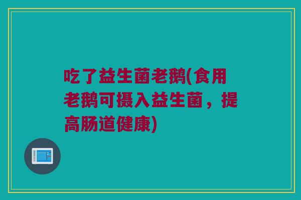 吃了益生菌老鹅(食用老鹅可摄入益生菌,提高肠道健康) 吃了益生菌老鹅(食用老鹅可摄入益生菌,提高肠道健康)