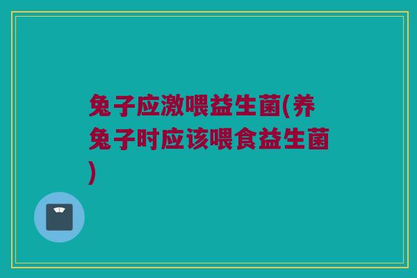 兔子应激喂益生菌(养兔子时应该喂食益生菌)
