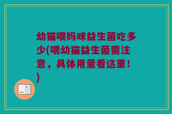 幼猫喂妈咪益生菌吃多少(喂幼猫益生菌需注意，具体用量看这里！)