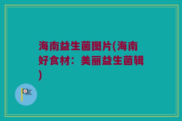 海南益生菌图片(海南好食材：美丽益生菌辑)