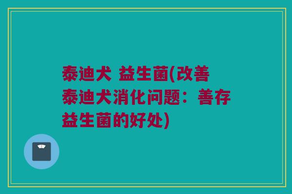泰迪犬 益生菌(改善泰迪犬消化问题：善存益生菌的好处)