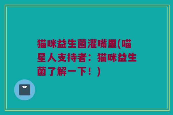 猫咪益生菌灌嘴里(喵星人支持者：猫咪益生菌了解一下！)