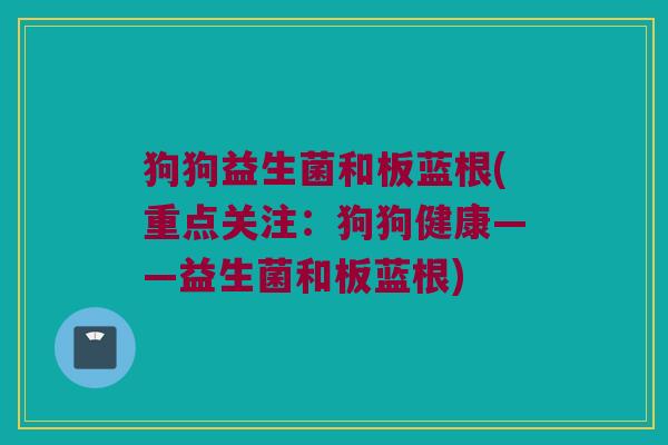 狗狗益生菌和板蓝根(重点关注：狗狗健康——益生菌和板蓝根)
