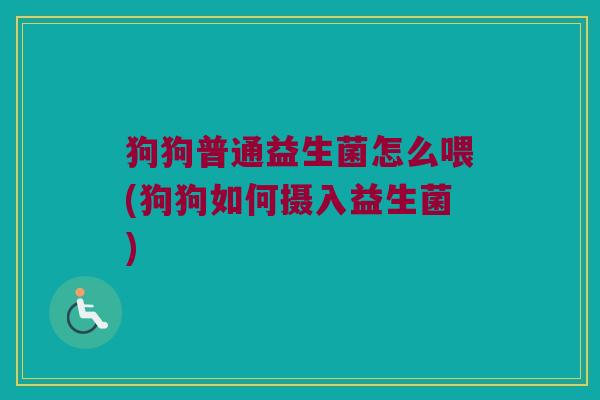 狗狗普通益生菌怎么喂(狗狗如何摄入益生菌)