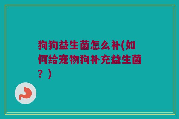 狗狗益生菌怎么补(如何给宠物狗补充益生菌?) 狗狗益生菌怎么补(如何给宠物狗补充益生菌?)