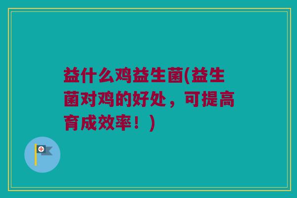 益什么鸡益生菌(益生菌对鸡的好处，可提高育成效率！)