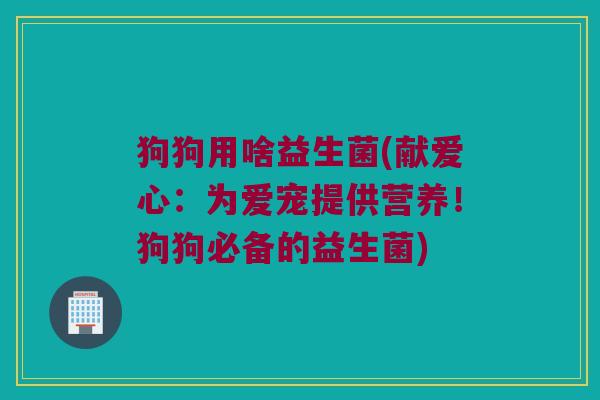 狗狗用啥益生菌(献爱心：为爱宠提供营养！狗狗必备的益生菌)