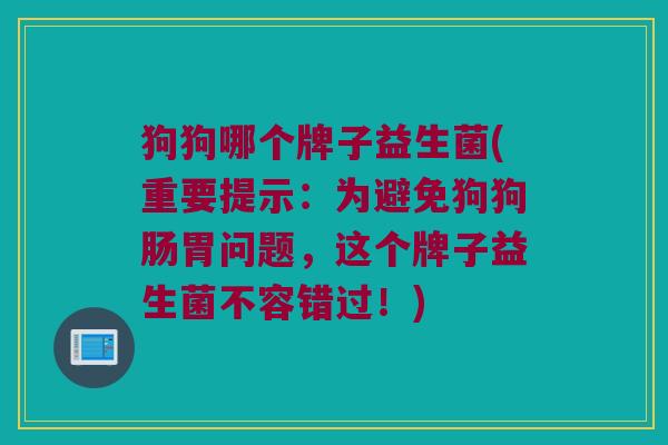 狗狗哪个牌子益生菌(重要提示：为避免狗狗肠胃问题，这个牌子益生菌不容错过！)
